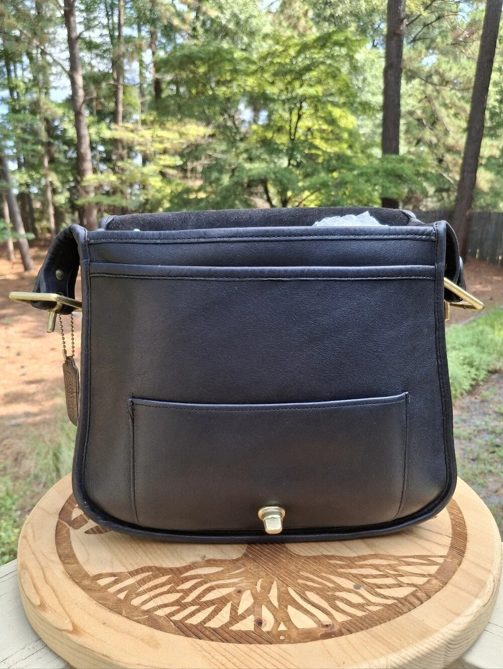 Vintage 1970's Coach Black Leather Stewardess Bag Made In NYC # 9525